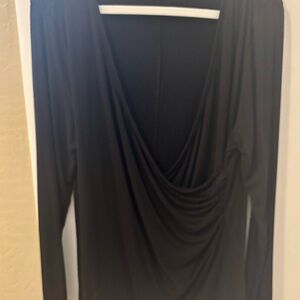 Halogen Black Wrap Long Sleeved Top